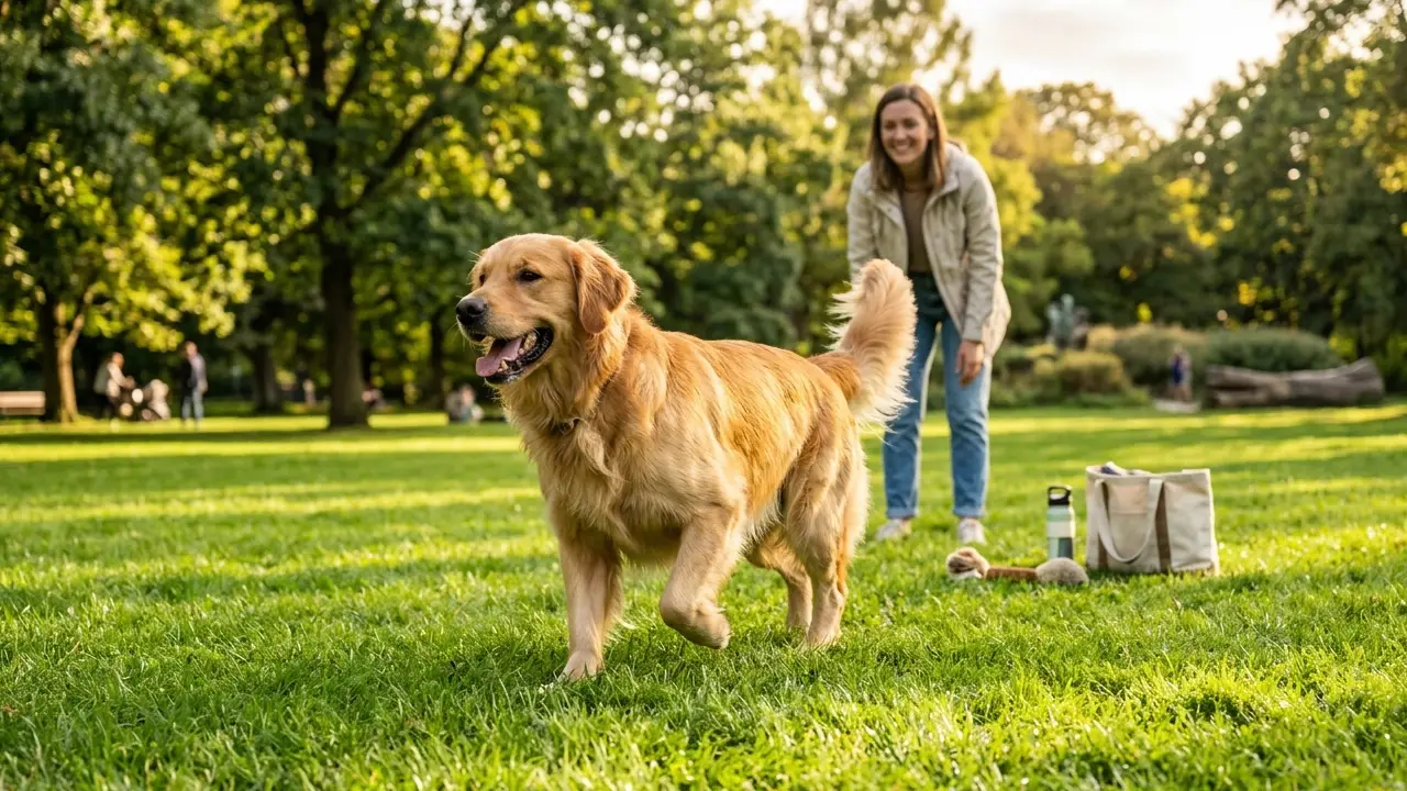 Cão brincando ao ar livre em um parque ensolarado